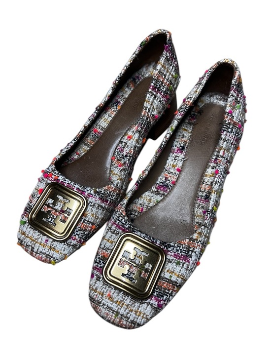 Tory Burch Shoes - Tory Burch Georgia Shoes Square Toe Block Heeled Ballet Flats Tweed Size 8M